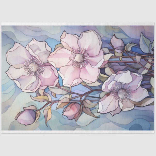 Papel de Tecido de Découpage de Flor de Vidro Cont (Frente )