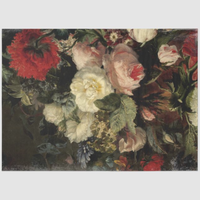 Papel de Tecido de Decoupage de Impressão Floral E (Frente )