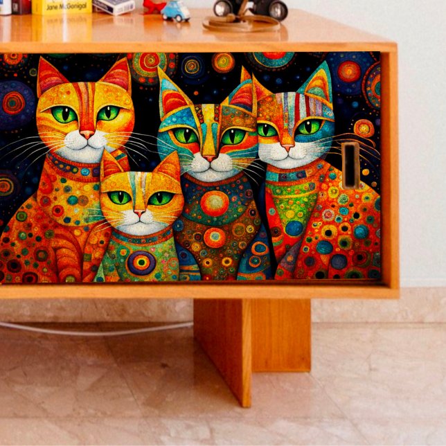 Papel de Tecido de Decoupage de Quatro Gatos Padrã (Criador carregado)
