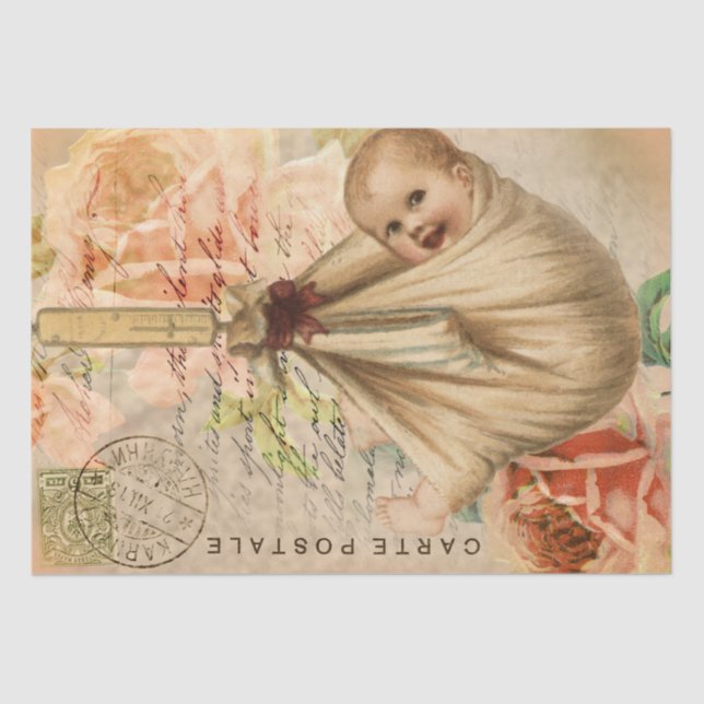 Papel de Tecido de Decoupage do Cartão Postal Vint (Frente )