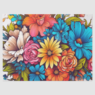 Papel de Tecido de Decoupage Floral Colorida Negri