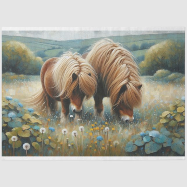 Papel de Tecido de Decoupage Shetland Pony (Frente )