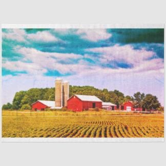 Papel de Tecido de Descaptação da Vintage Red Barn