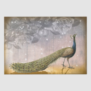 Papel de Tecido de Desligar Peacock e Rosas