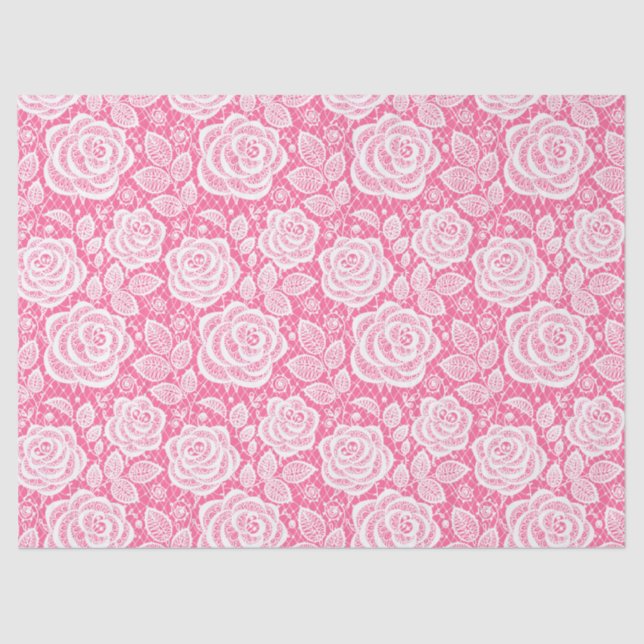 Papel de tecido de embrulho branco rosa-rosa a que (Frente )