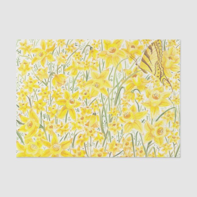 Papel de Tecido de Flor Amarelo Daffodil (Frente )