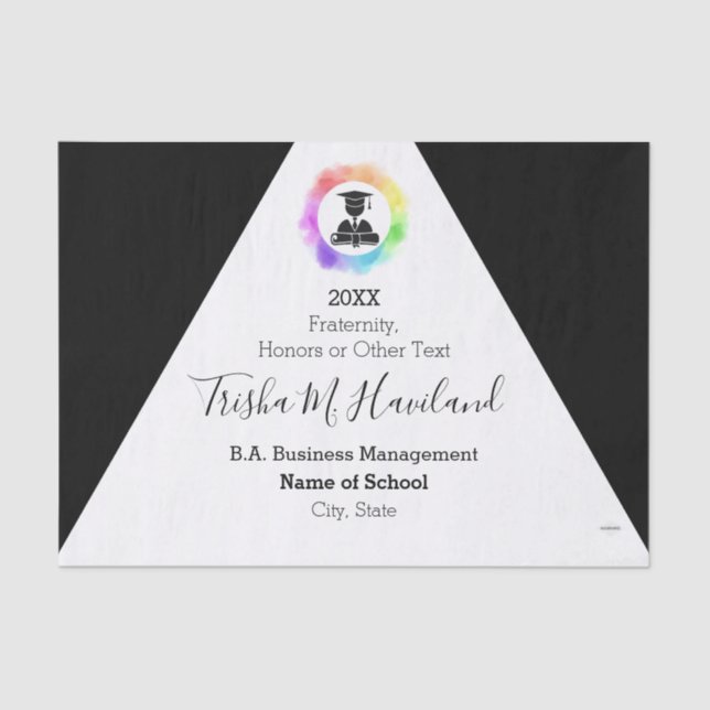 Papel de Tecido de Graduação HAM Preto e Branco po (Frente )