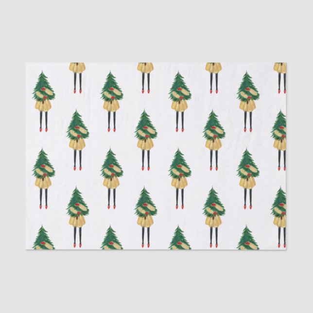 Papel de Tecido de Moça de Natal Aquarela (Frente )