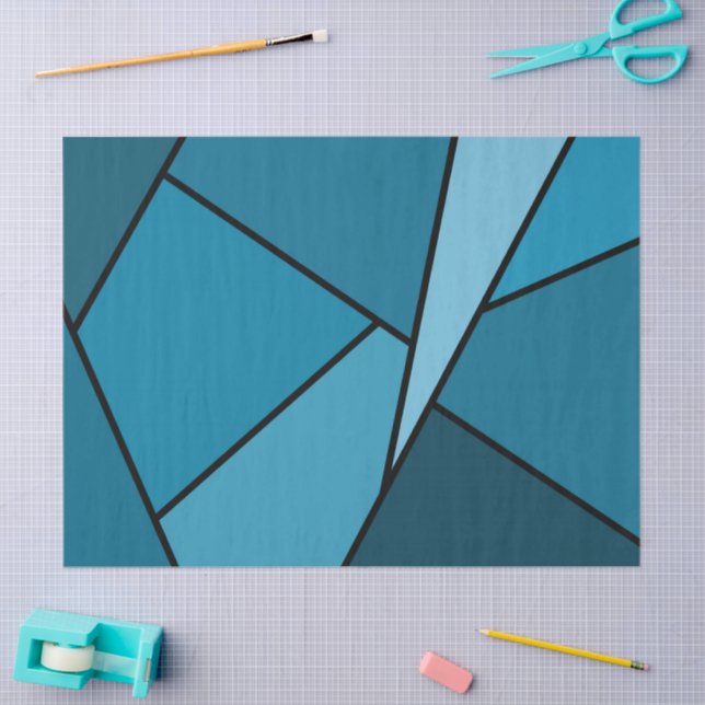 Papel de Tecido de Polígonos Teais abstrato (Arte )