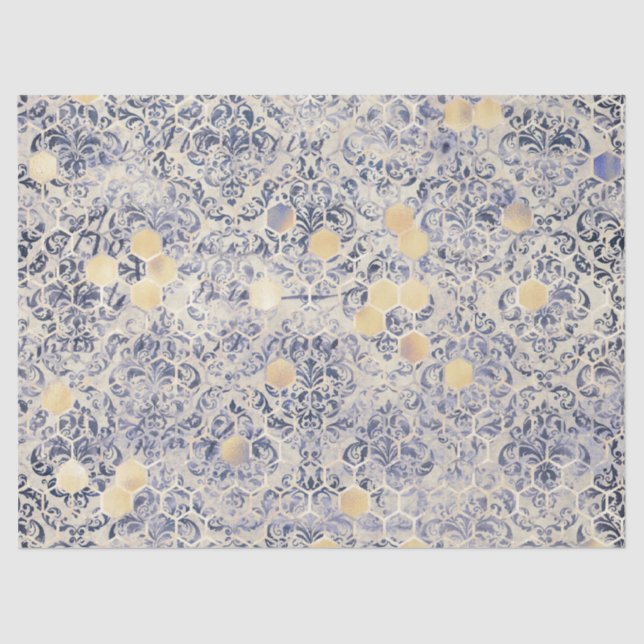 Papel de Tecido do Design 8 da Série Blue Bee (Frente )