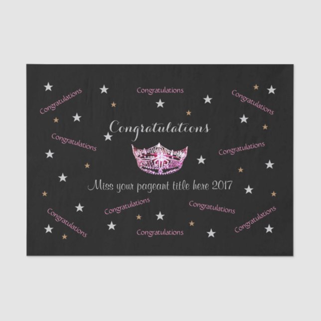 Papel de Tecido dos Parabéns Miss América (Frente )