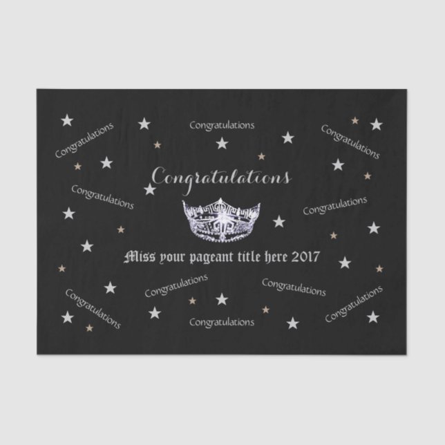 Papel de Tecido dos Parabéns Miss América (Frente )