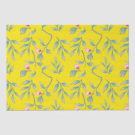 Papel de Tecido Floral Amarelo