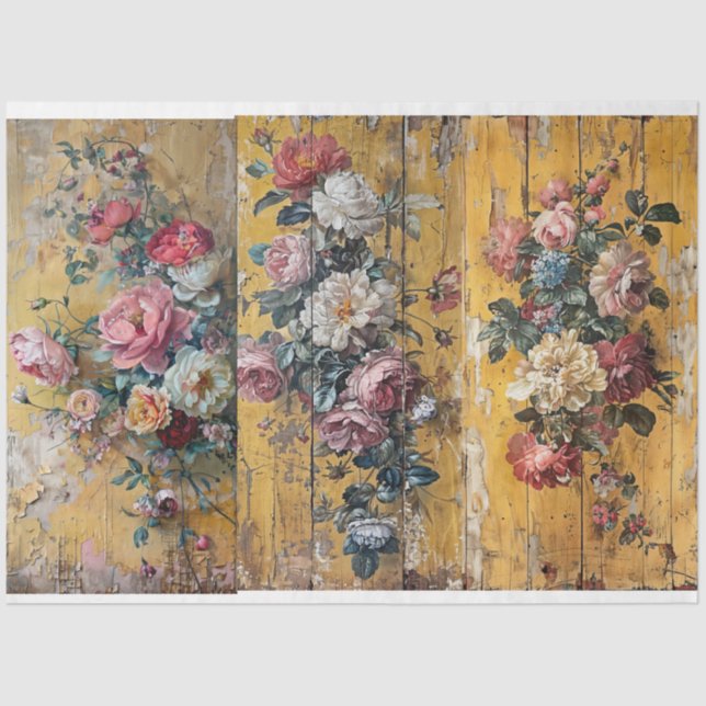 Papel De Tecido Floral Amarelo Para Painéis De Pas (Frente )