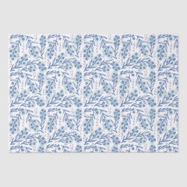 Papel de Tecido Floral Azul (Frente )