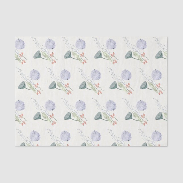 Papel de Tecido Floral Azul Lotus Pod (Frente )