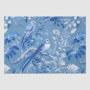 Papel de Tecido Floral de Chinoiserie Azul