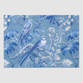 Papel de Tecido Floral de Chinoiserie Azul