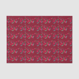 Papel De Tecido Floral De Vazio Vermelho Profundo