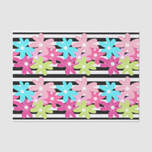 Papel de Tecido Floral e Stripe Grande