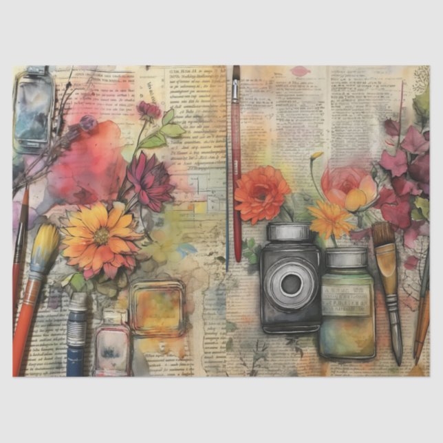 Papel de Tecido Floral inspirado em Artes e Artesa (Frente )