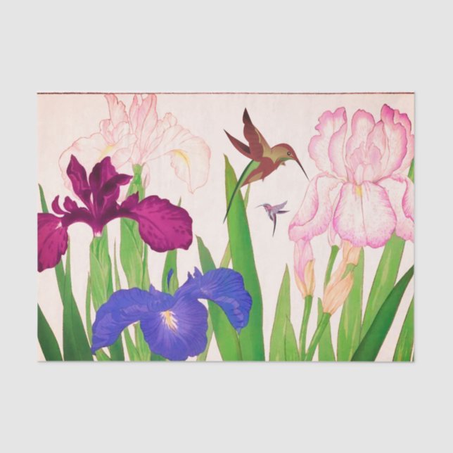 Papel de Tecido Flores e Aves Marinhas (Frente )