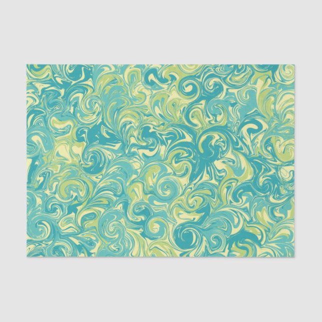 Papel de Tecido Gato-Marinho Aqua, Verde e Amarelo (Frente )