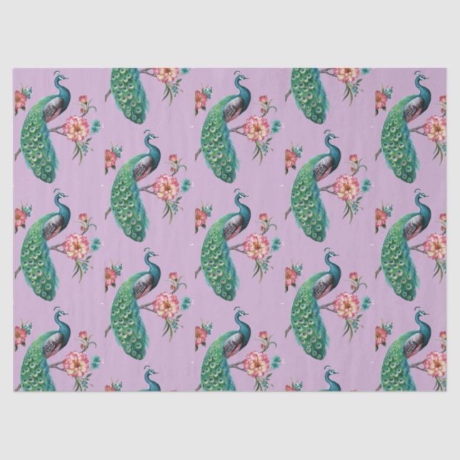 Papel de Tecido Lilado do Design 4 da Série Peacoc (Frente )