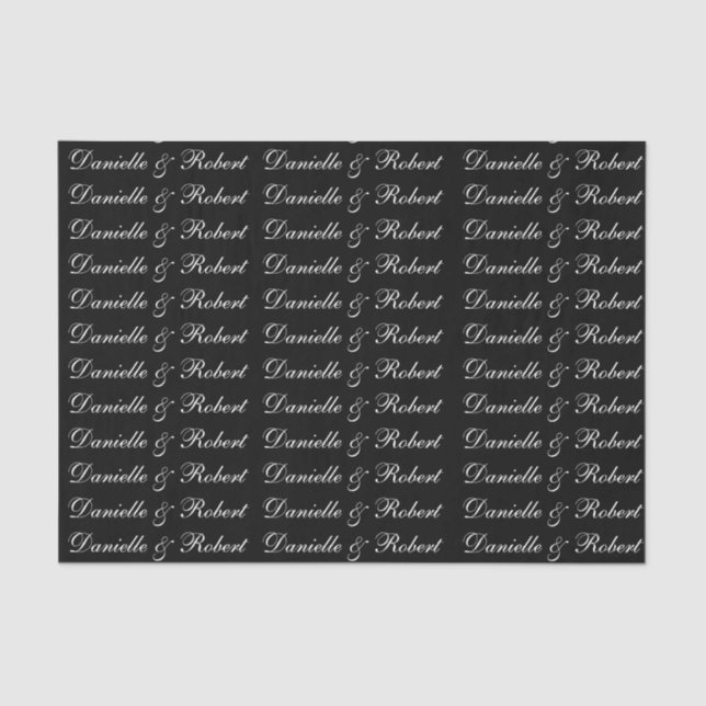 Papel de Tecido Monograma de Nomes Personalizados  (Frente )