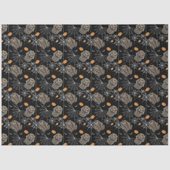 🖤 Papel de Tecido Mummy Preto - Faraó 🎃 👑 (Frente )