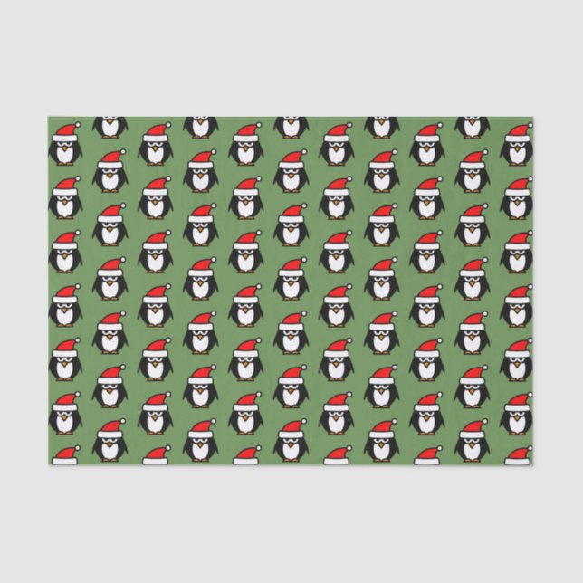 Papel de tecido natalino com pinguim Papai noel en (Frente )