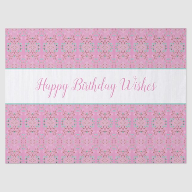 Papel De Tecido Padrão Com Felizes Desejos De Aniv (Frente )