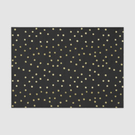 Papel de Tecido Polkadot Dourado e Preto Confetti