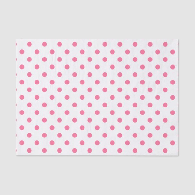 Papel de Tecido Polkadots Branco e Rosa Quente (Frente )