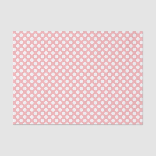 Papel de Tecido Polkadots Cor-de-Rosa e Branco (Frente )