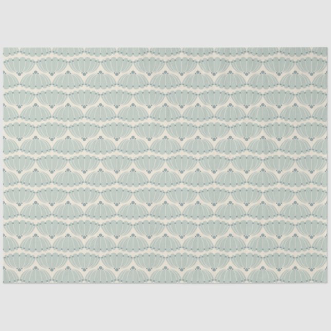 Papel de Tecido Scallop de Mint e Beige (Frente )