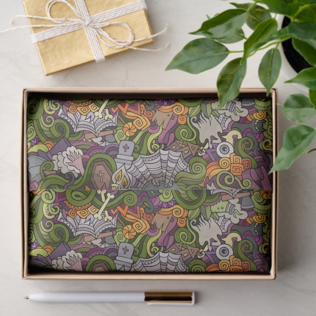 Papel de Tecido Spooky Halloween de 10 lb, Branco (Presente)