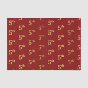 Papel de Tecido Vermelho, Faux Dourado 5 (Quinta)