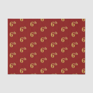 Papel de Tecido Vermelho, Faux Dourado 6 (Sexto)
