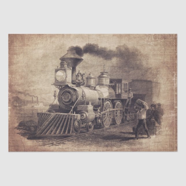 Papel de tecido Vintage Train para artesanatos de  (Frente )