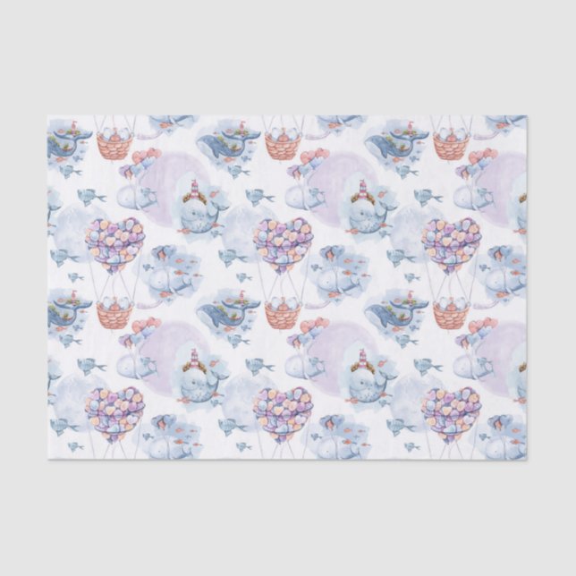 Papel de tecidos baleias e balões (Frente )