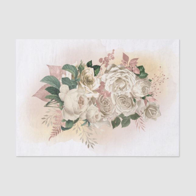 papel de tecidos brancos do buquê de marfim (Frente )