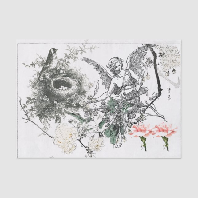 PAPEL DE TECIDOS COM ÂNGULO E AVES (Frente )