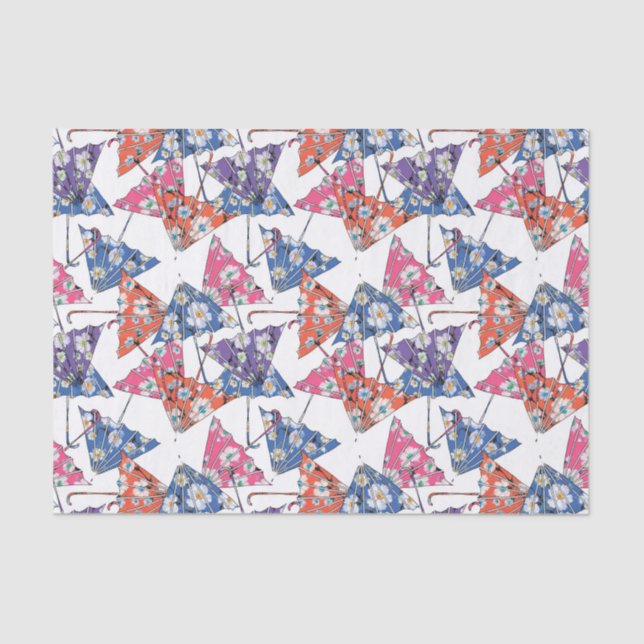 Papel de tecidos com guarda-chuvas multicolorido (Frente )