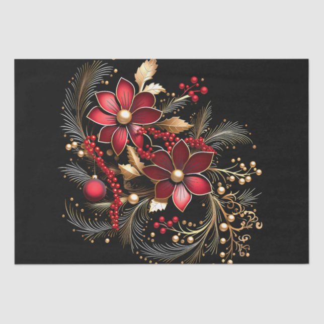 Papel de tecidos de férias das flores vermelhas (Frente )