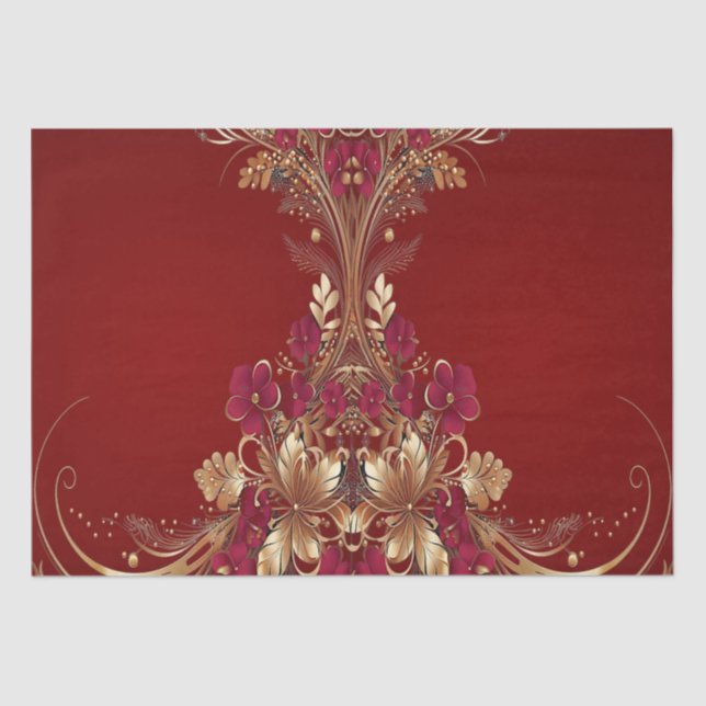 Papel de tecidos de férias Dourados vermelhos (Frente )