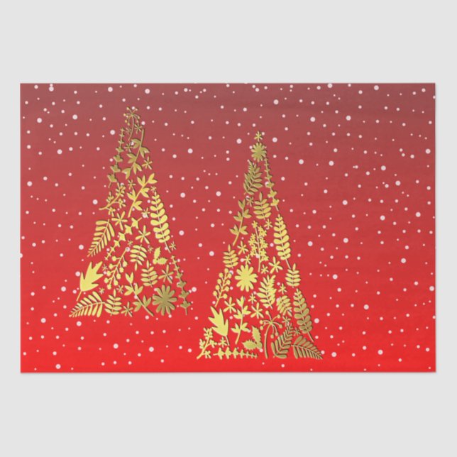 Papel de tecidos de Natal das Árvores de ouro (Frente )