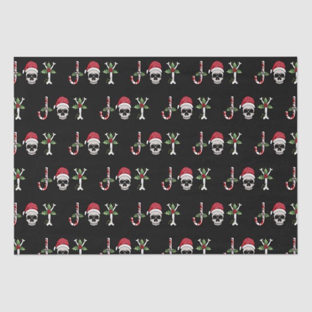 Papel de tecidos de Natal de Joy Gothic Skull (Frente )