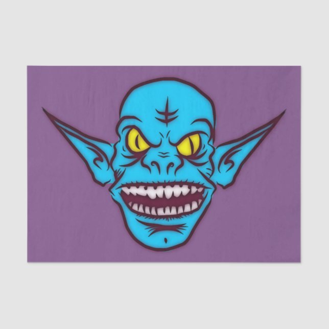 papel de tecidos do demônio do troll zombie azul (Frente )