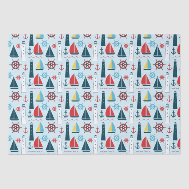Papel de tecidos para padrões de praia náutica (Frente )